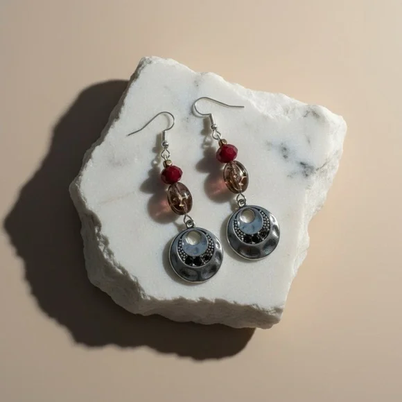 TERRA GEMMS Studio Series Sterling Silver Red & Plum Earrings - Picture 4 of 4